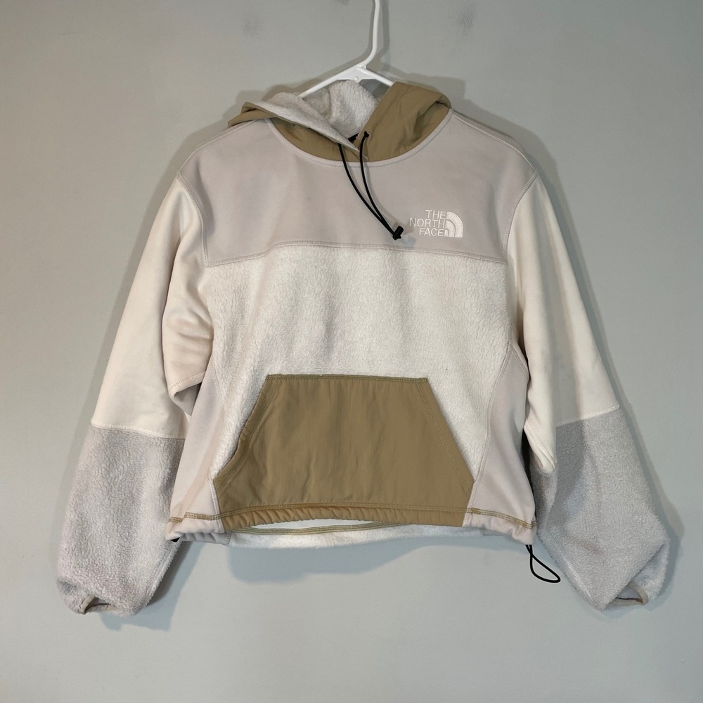 The North Face Women's M Cropped Novelty Fleece Sherpa Jacket Color Block Cream